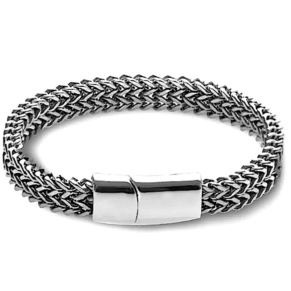 Stainless Steel Cuban Chain Magnetic Closure Hip Hop Bracelet - Picture 12 of 14